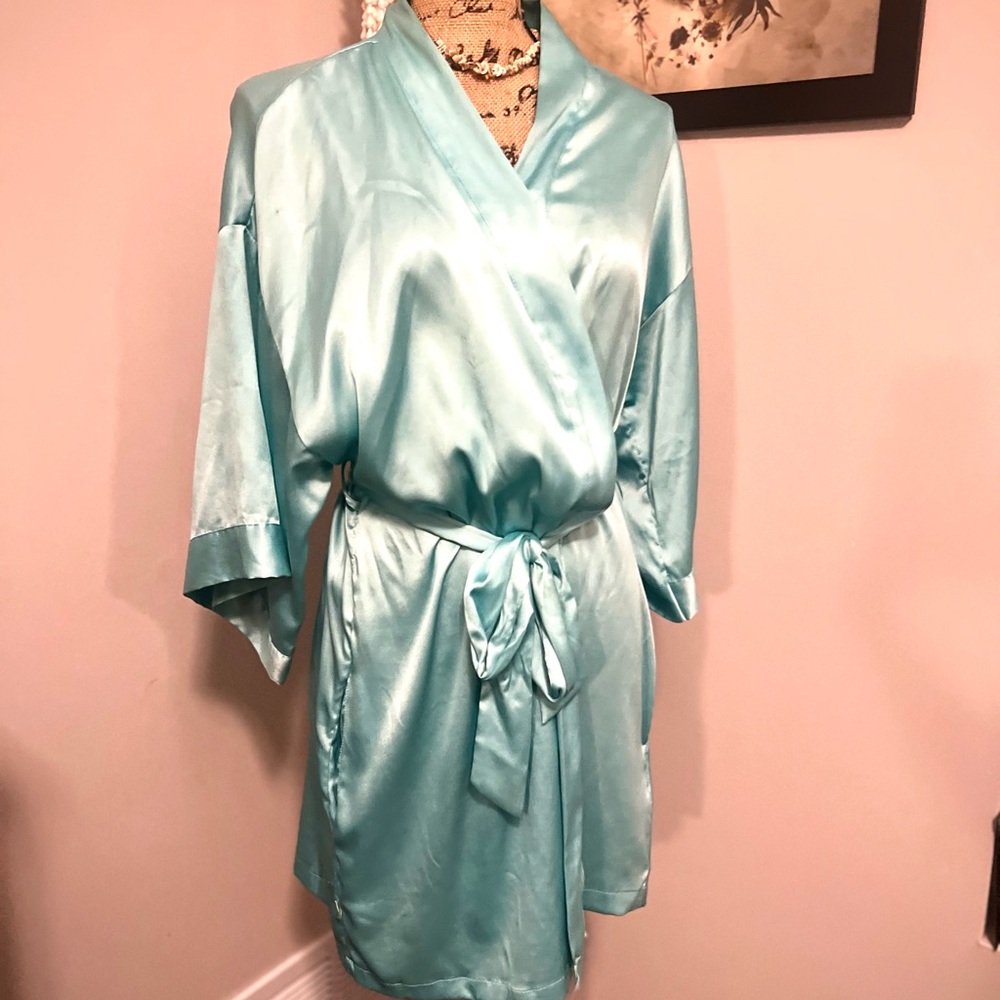 Victoria's Secret baby blue silky/satin kimono -